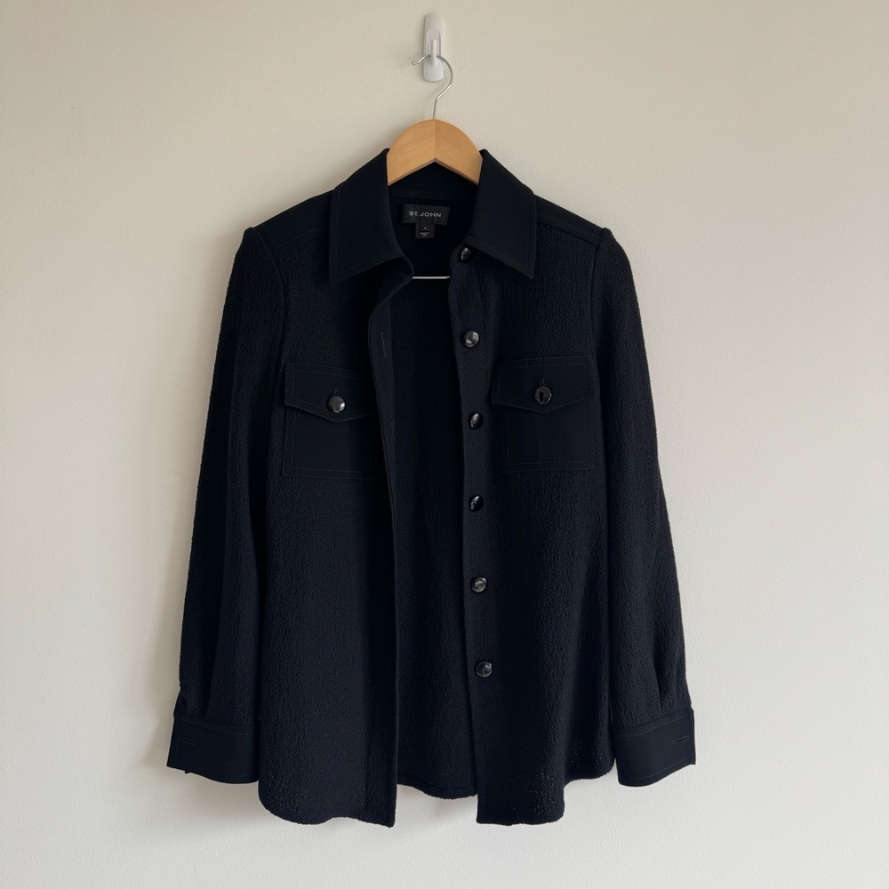St. John Collection | Black Bouclé Knit Jacket ~ US 4 - Picture 5 of 10